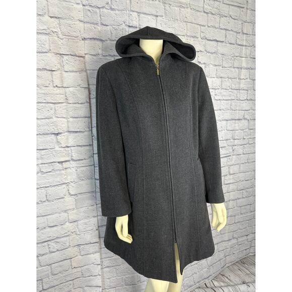 Vintage Donnybrook Y2K Hooded Charcoal Gray Coat zipper closing size 12 - Picture 5 of 13
